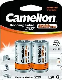 Элементы питания CAMELION (6184) C- 3500MAH NI-MH BL-2 (NH-C3500BP2, аккумулятор,1.2В)
