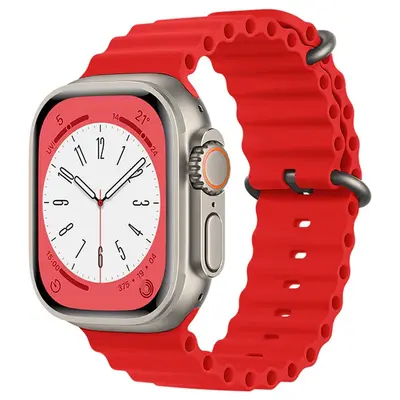 Силиконовый ремешок Ocean Watch Band для Apple Watch Series 49mm красный
