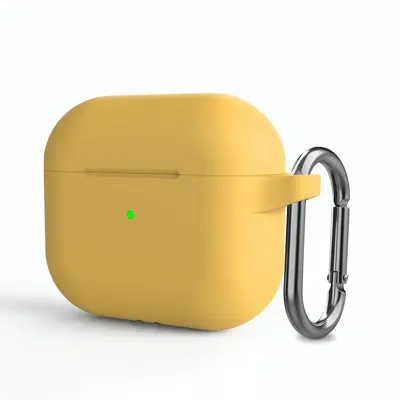 Силиконовый чехол с карабином для Apple AirPods 3 желтый