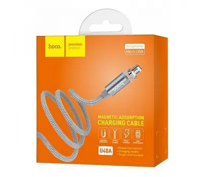 USB кабель Hoco магнитный U40A micro 1m графит