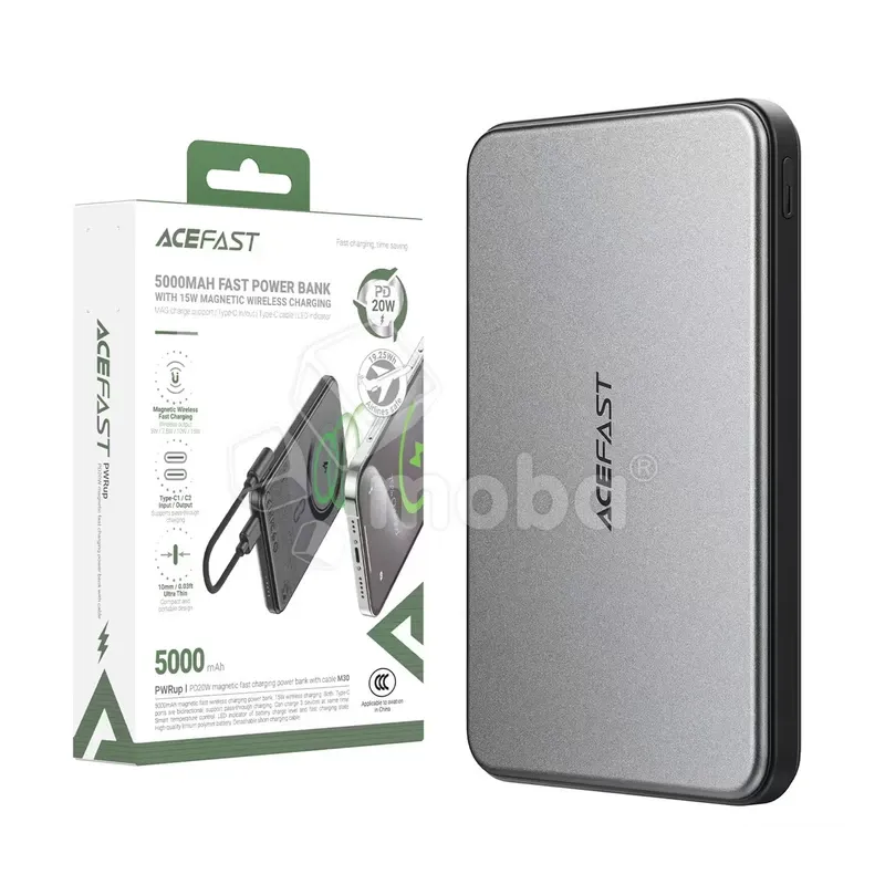 Внешний Аккумулятор (Power Bank) Acefast M30 5000 mAh (18W, MagSafe 7.5W) Черный