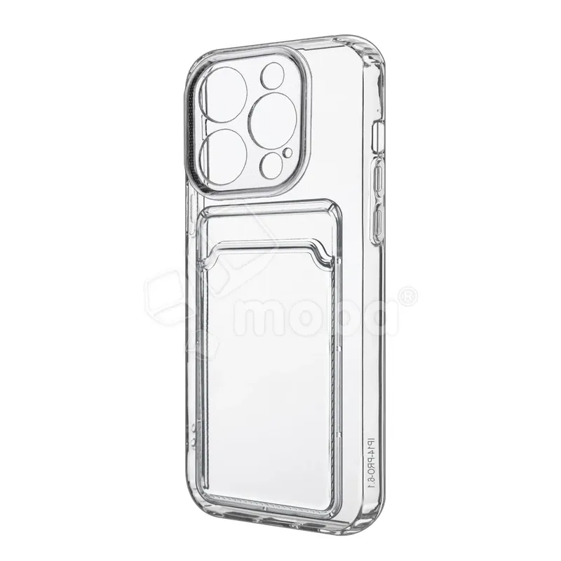 Чехол-накладка для iPhone 14 Pro (с защитой камеры, карманом для карт, прозрачный)