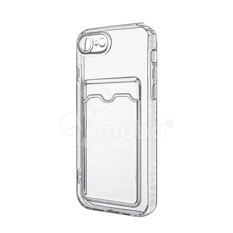 Чехол-накладка для iPhone 7/8/SE (2020)/SE (2022) (с защитой камеры, карманом для карт, прозрачный)