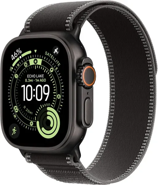 Apple Watch Ultra 3 (2025) GPS + Cellular, 49 мм, корпус из черного титана, ремешок Trail (M/L) цвета black (черный) MF1H4