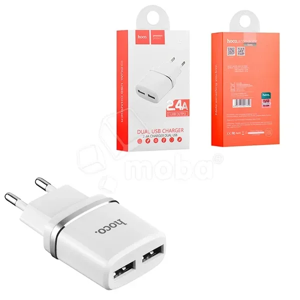Сетевое зарядное устройство USB Hoco C12 (12W, 2 порта) Белый
