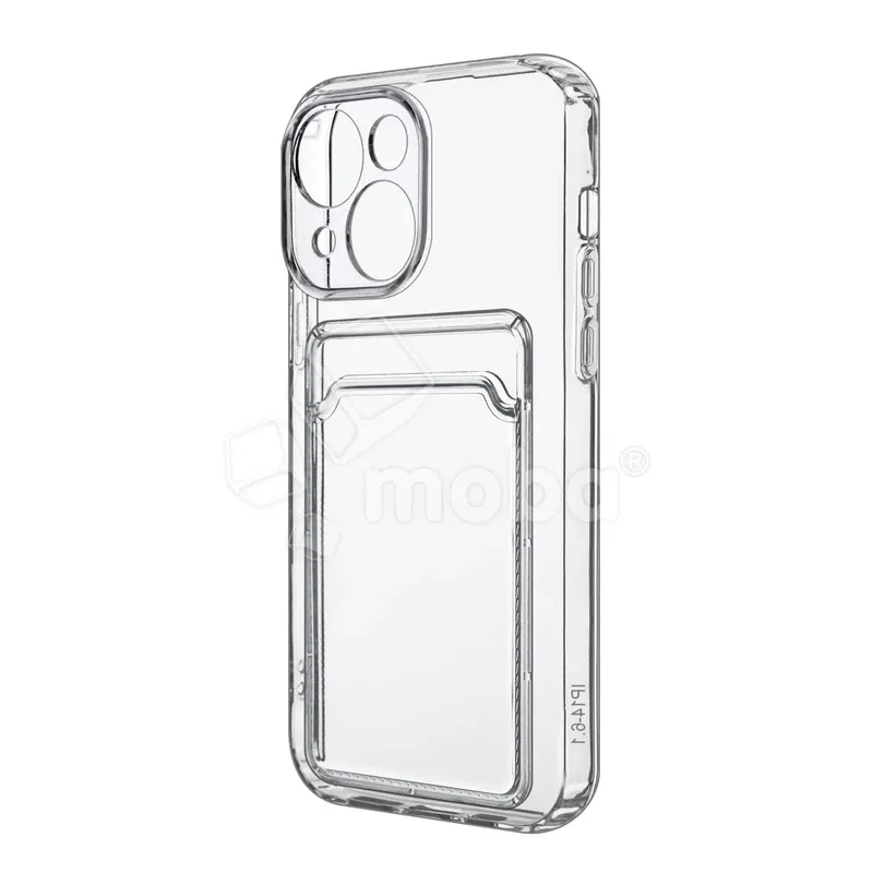 Чехол-накладка для iPhone 14 (с защитой камеры, карманом для карт, прозрачный)