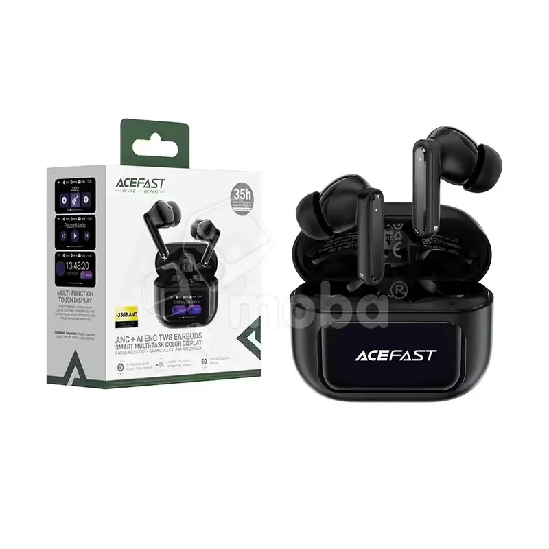 Беспроводные наушники Bluetooth Acefast W6 (TWS, вакуумные, с дисплеем, ANC) Черный