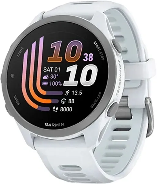 Умные часы Garmin Forerunner 170 Music 43mm Amoled белый с белым силиконовым ремешком (010-03920-53)