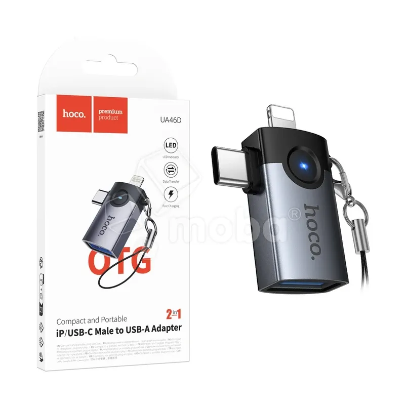 Адаптер Lightning + Type-C - USB Hoco UA46D Серый