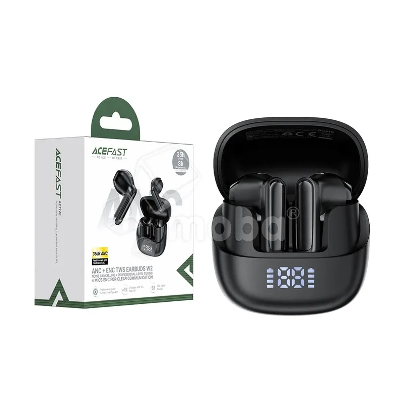 Беспроводные наушники Bluetooth Acefast W2 (TWS, вакуумные, с диплеем, ANC) Черный