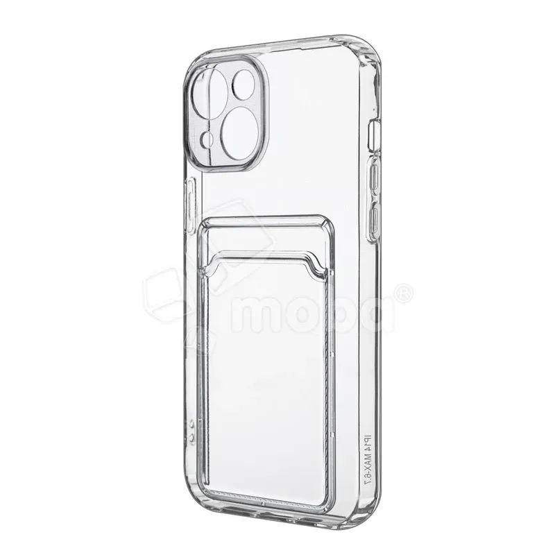 Чехол-накладка для iPhone 14 Plus (с защитой камеры, карманом для карт, прозрачный)