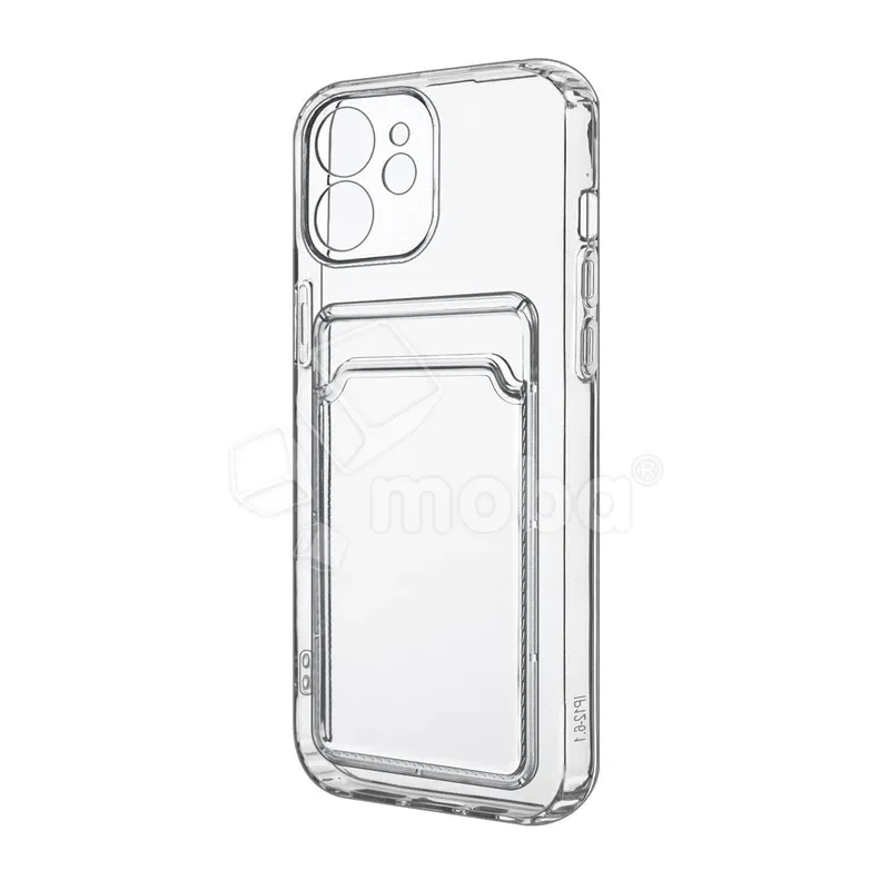 Чехол-накладка для iPhone 12 mini (с защитой камеры, карманом для карт, прозрачный)