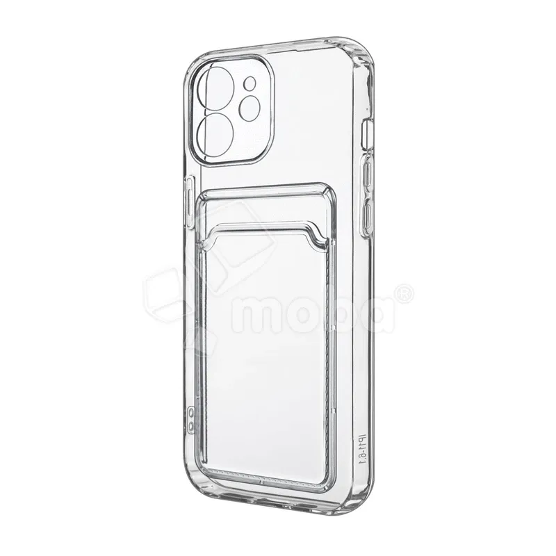 Чехол-накладка для iPhone 11 (с защитой камеры, карманом для карт, прозрачный)