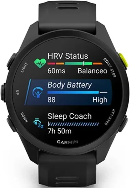 Умные часы Garmin Forerunner 70 43mm Amoled черный с черным силиконовым ремешком (010-04307-10)