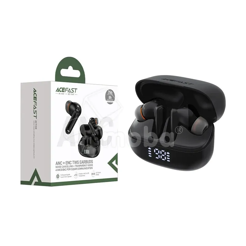Беспроводные наушники Bluetooth Acefast W1 (TWS, вакуумные, с диплеем, ANC) Черный