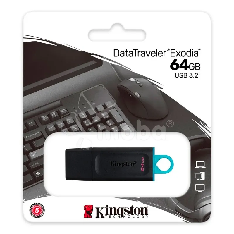 USB-флеш (USB 3.2) 64GB Kingston DataTraveler Exodia Черный
