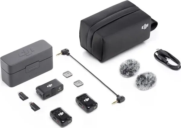 Комплект беспроводного микрофона DJI Mic 2 с зарядным футляром (2 TX + 1 RX + Charging Case) черный (EAC)