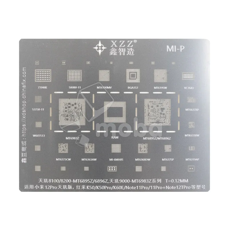BGA трафарет XZZ Dimensity 8100/8200 для Xiaomi Redmi Note 11 Pro/11 Pro+/12T Pro