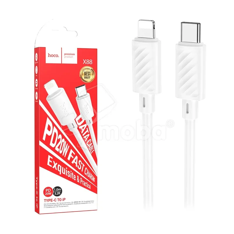 Кабель Type-C - Lightning Hoco X88 (3A, 20W, PD) Белый