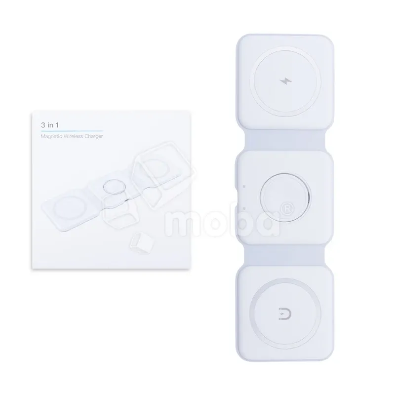Беспроводное зарядное устройство 3 в 1 (для смартфона + гарнитуры + iWatch, MagSafe) Белый