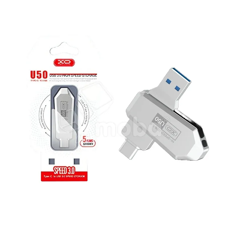USB-флеш (USB 3.0 + Type-C) 64GB XO U50 Серебро