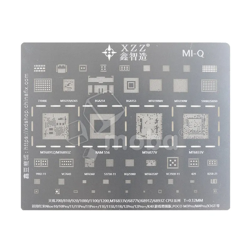 BGA трафарет XZZ Dimensity 700/810/920/1080/1100/1200 для Xiaomi Redmi Note 10/10 Pro/11/11 Pro/11 Pro+/11E/12 Pro/12 Pro+