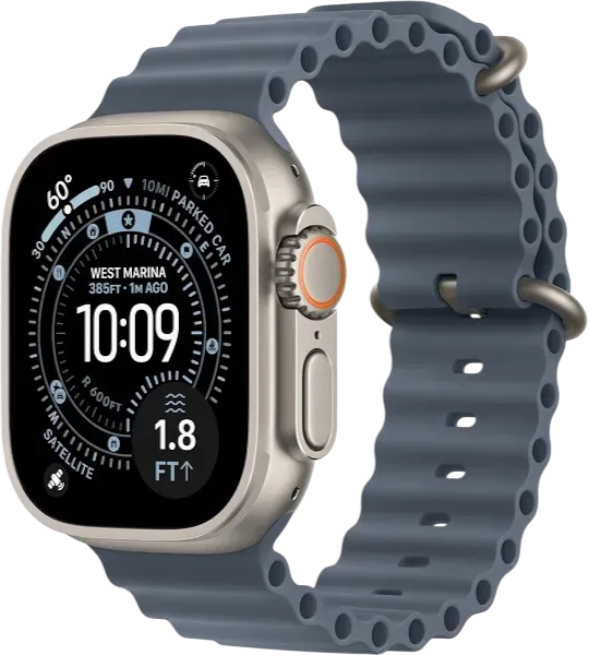 Apple Watch Ultra 3 (2025) GPS + Cellular, 49 мм, корпус из бежевого титана, ремешок Ocean (One Size) цвета «синий якорь» MEWH4