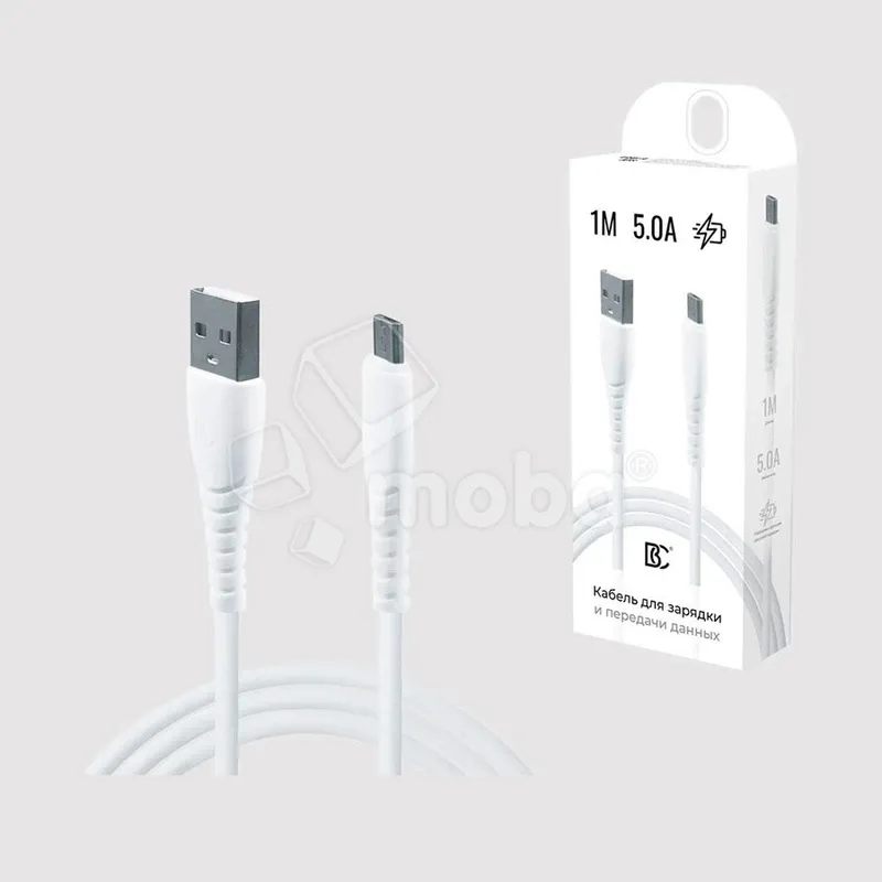 Кабель USB - MicroUSB BC (5А) Белый