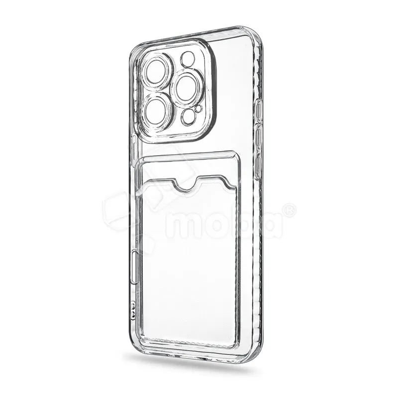 Чехол-накладка для iPhone 16 Pro Max (с защитой камеры, карманом для карт, прозрачный)