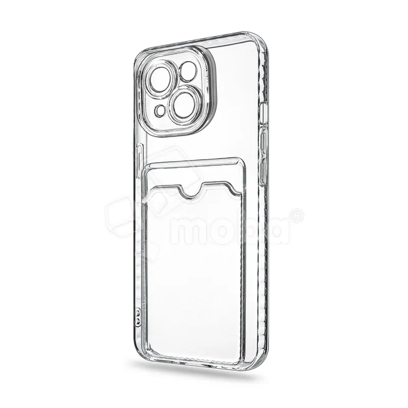 Чехол-накладка для iPhone 15 (с защитой камеры, карманом для карт, прозрачный)
