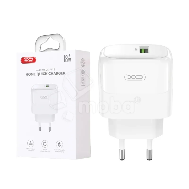 Сетевое зарядное устройство USB XO L135 (18W, QC3.0) Белый