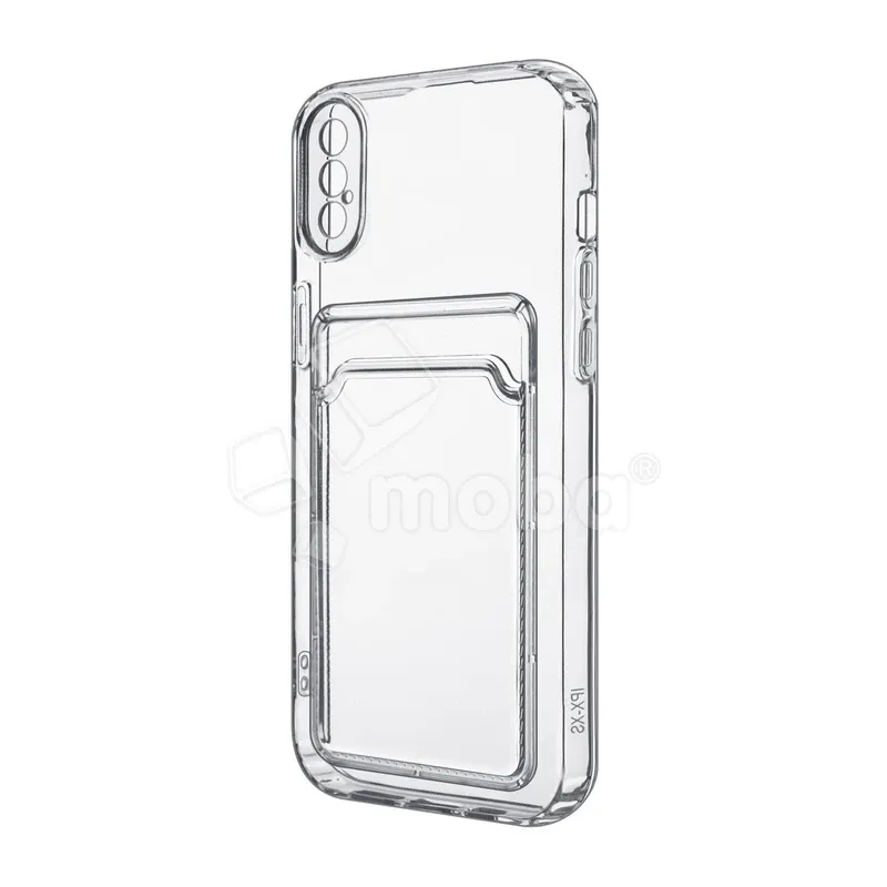 Чехол-накладка для iPhone X/Xs (с защитой камеры, карманом для карт, прозрачный)